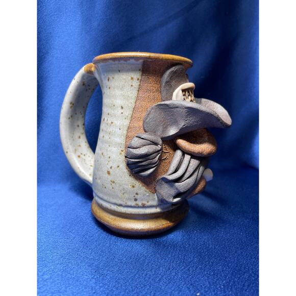 Unique Handmade Stoneware Hands Off Cowboy Mug Signed Mahon - Picture 2 of 8